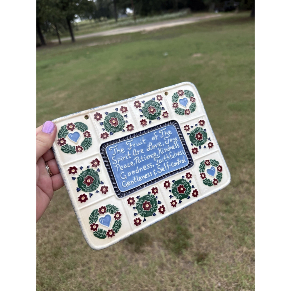 Tile Trivet Cottage Core Saying Love Joy Peace Patience Kindness Goodness Gentle